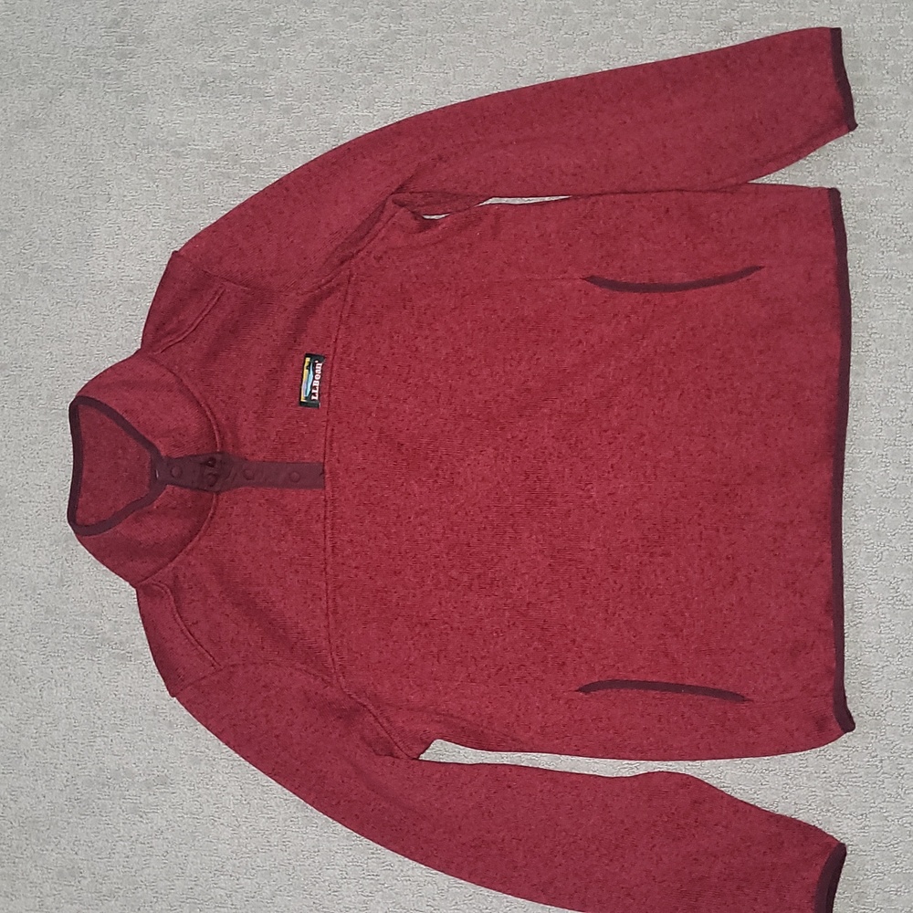 Womens L.L Bean Red Sweater Fleece Large Petitie